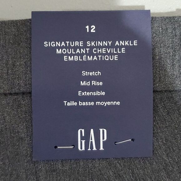 GAP 33x27 New With Tags Size 12 Grey Skinny Ankle Cut Pants - Picture 5 of 6